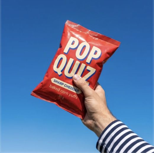 Chip bag against blue sky