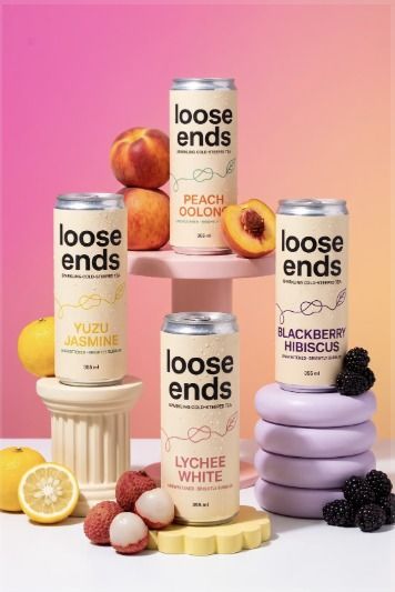 Sparkling tea cans with fruit